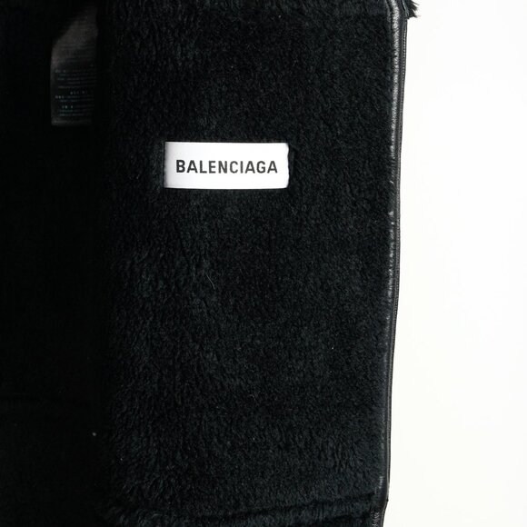 Balenciaga PF/19 Black Leather Shearling Belted Trench Coat - Picture 10 of 13